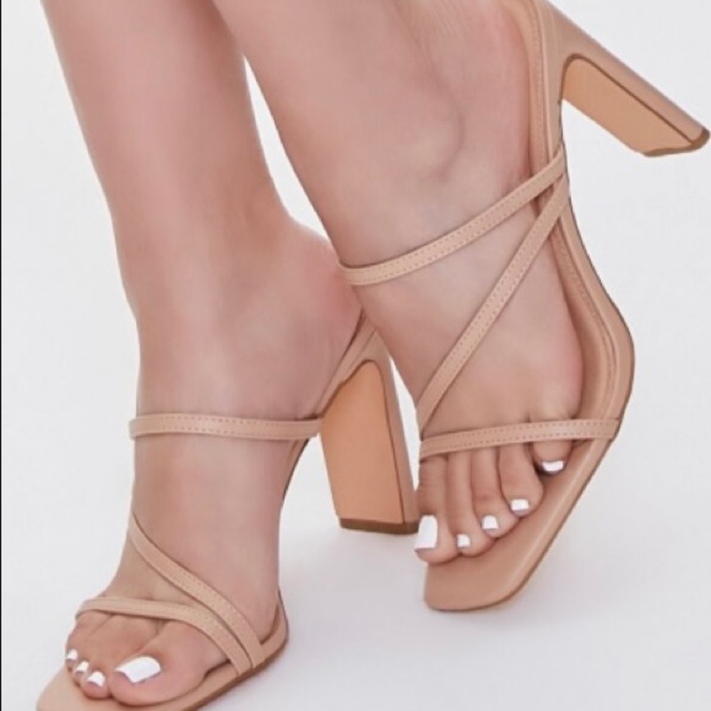 Nude Strappy Block Heels from Forever 21